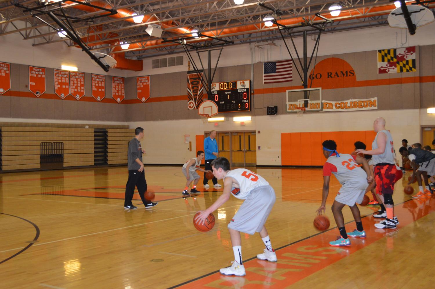 This season varsity basketball team will now have a shot clock of 35 seconds and a mercy rule of 35 points. This is the first year of having a shot clock, also the first year of using a mercy rule.