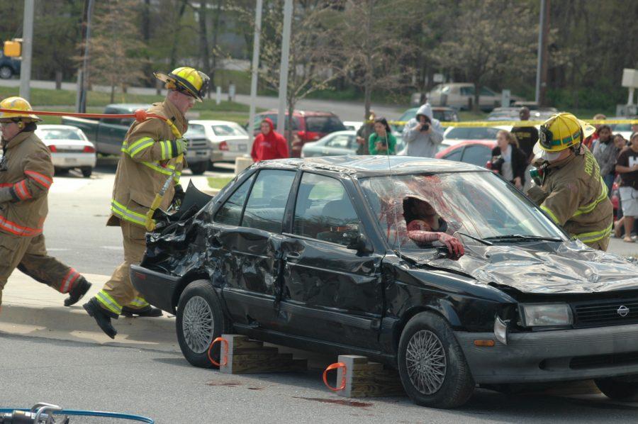 Fire fighters are called in to open the car with Jaws of Life. -- Kai Tshikosi