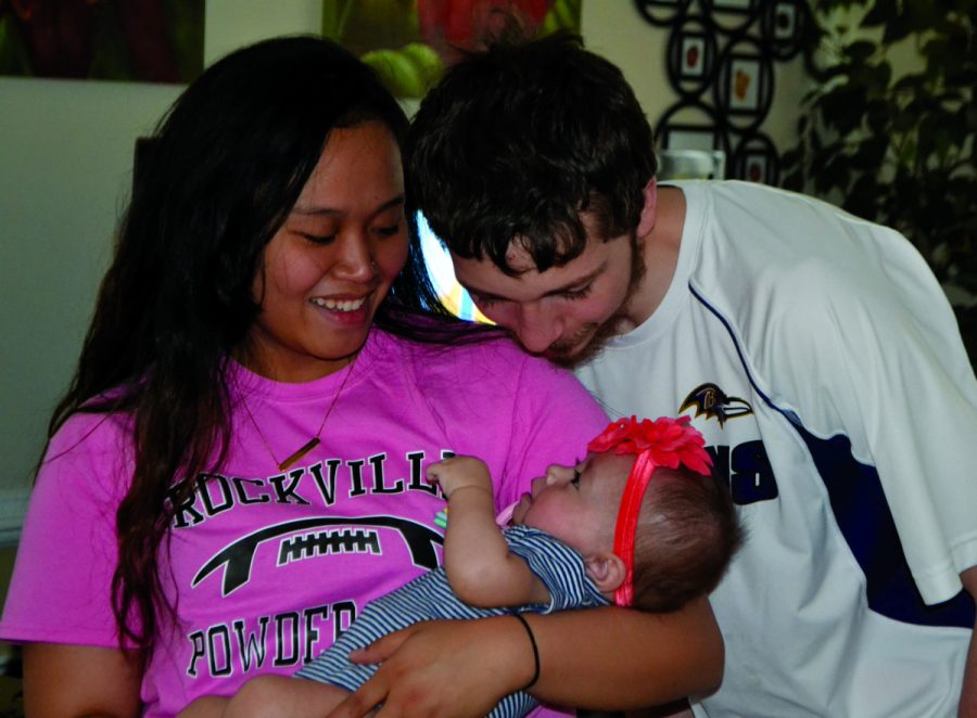 Juniors Marianne Demelletes (left) and Ronnie Ward (right) with their eight-month-old daughter Aliyah. She was diagnosed with Trisomy 18 at three months. --Meklit Bekele