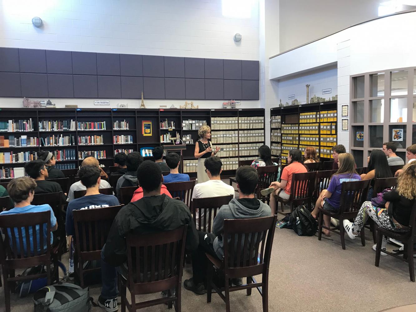 Former Maryland Congresswoman Connie Morella spoke to AP Lang students about her experiences working in Congress and MD politics.
