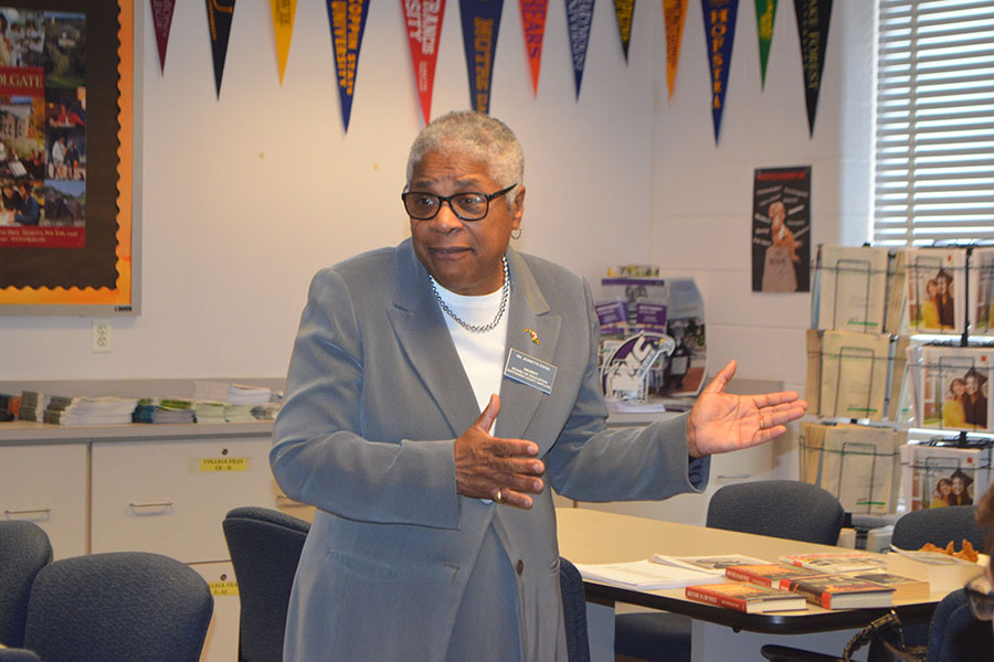 BOE member Jeanette Dixon speaks to the Black Student Union in the career center.