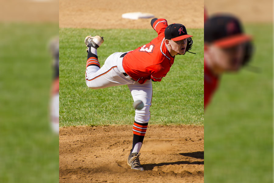 Junior pitcher Matthew McTighe led the team with six strikeouts in the boys win against Poolesville HS April 20, winning the Division Title.