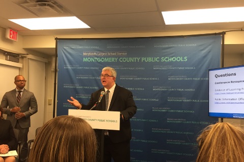 MCPS Superintendent Jack Smith spoke at a monthly press conference. Smith addressed the Damascus High School incident.