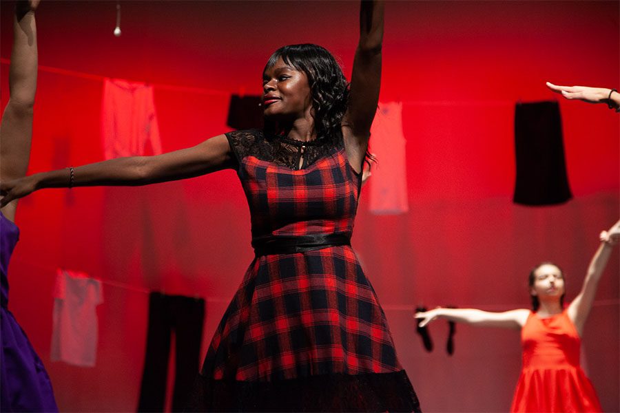 Sophomore Donna Mbulaiteye performs in the spring musical West Side Story. She has been writing music not only for herself but also for her friends. 