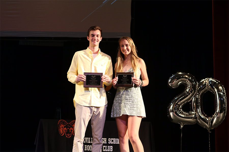 Seniors Matthew DiFonzo and Briana ONeil pose with their plaques after winning the Model Rams awards for the class of 2019.