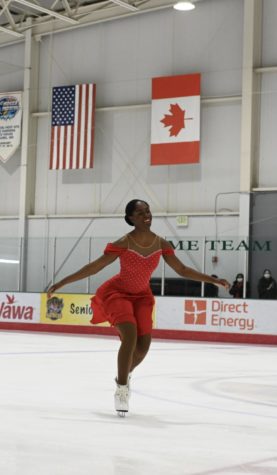 Kike Okunseinde performs a figure skating routine at Gardens Ice Arena. She performs for a local exhibition.