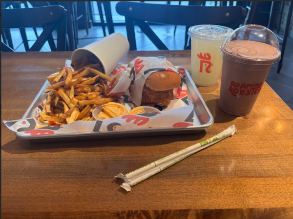 Order of a sandwich, lemonade and a milkshake from Roaming Rooster