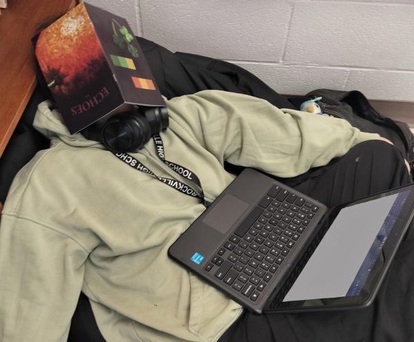 Senior Basil Lin powernaps during journalism class