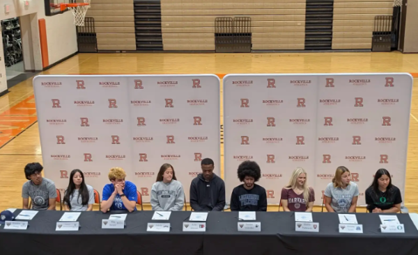Student athletes in the Rockville High School gym on Signing Day